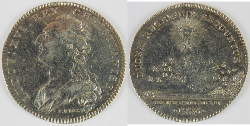 LOUIS XVI. Jeton en argent « secrétaires du roi 1776 ». Par Droz. Poids total : ...