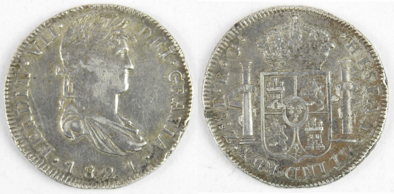 Mexique. Ferdinand VII. : Monnaie argent 8 Reales 1821. Poids brut : 25 gr