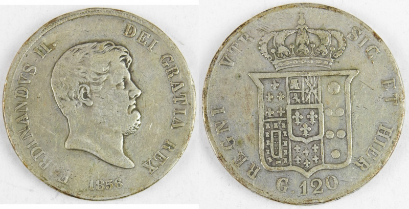 Italie / Royaume de Naples et des Deux-Siciles. Ferdinand II. : monnaie argent 1...