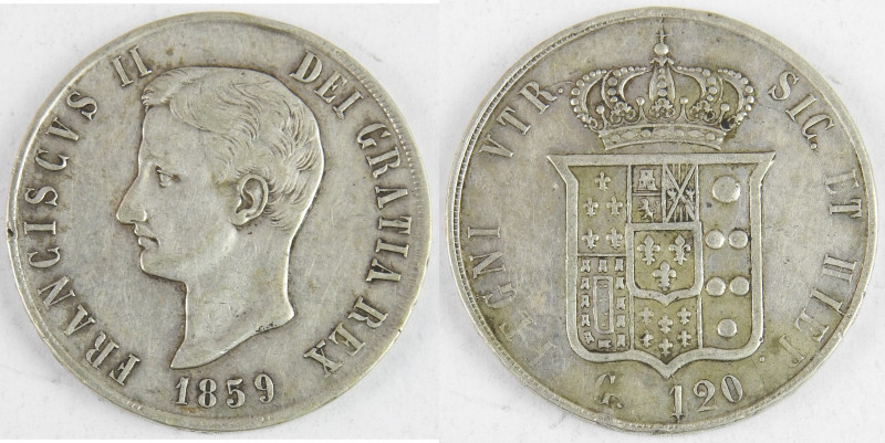 Italie / Royaume de Naples et des Deux-Siciles. François II. : monnaie argent 12...