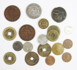 Lot MONNAIES DU MONDE comprenant 2 shillings République Afrique du Sud 1894 – 1 centavo Pérou 1877 – 10 centesimi 1867 – sapèque de Chine – dirham Mar...