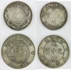 CHINE : 2 pièces argent : One tael Szechuen Province et pièce commémorative Empereur Guangdong. Poids total : 64.40 gr