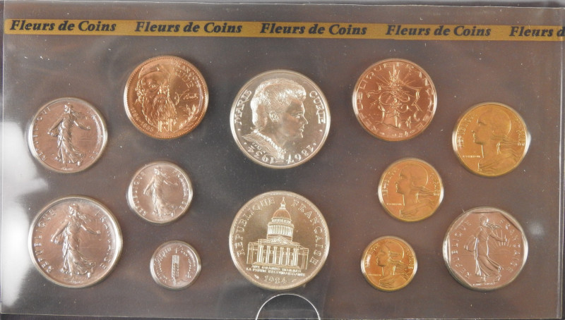 FRANCE - MONNAIE DE PARIS - FLEURS DE COINS : Coffret de 12 monnaies, 1984¸ dont...