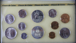FRANCE - MONNAIE DE PARIS - FLEURS DE COINS : Coffret de 12 monnaies, 1986¸ dont argent.