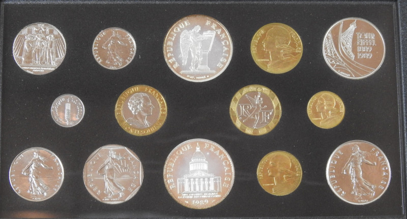 FRANCE - MONNAIE DE PARIS - FLEURS DE COINS : Coffret de 12 monnaies, 1989¸ dont...