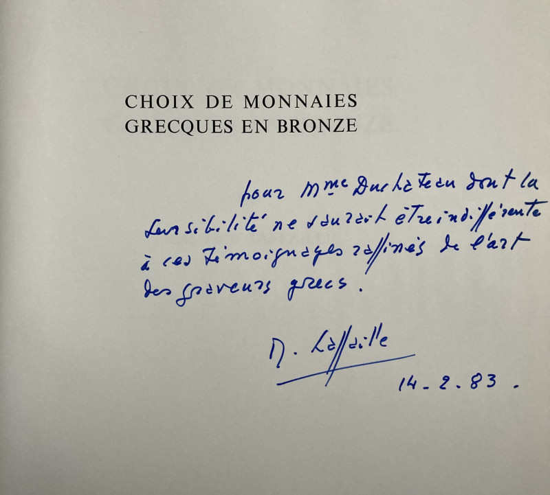LAFFAILLE M., Choix de monnaies grecques en bronze, Genève, Muller, 1982. 
Relié...