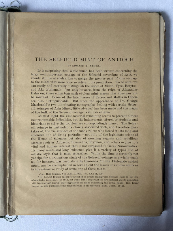 NEWELL E. T., The Seleucid Mint of Antioch, New York, The American Journal of Nu...