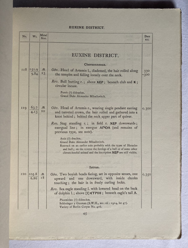 ROBINSON E. S. G., Catalogue of ancient greek coins collected by Godfrey Locker ...