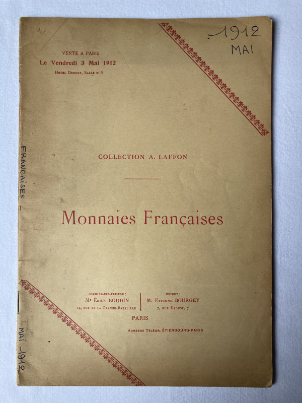 BOURGEY E. 3.05.1912. Collection A. Laffon – Monnaies Françaises. Paris, Émile B...