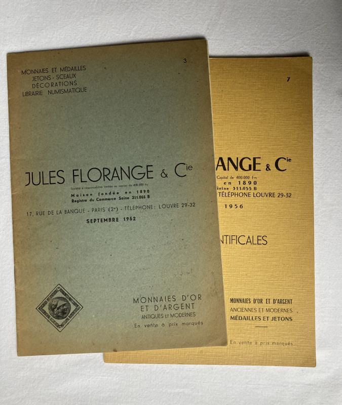 FLORANGE J. Lots de 2 catalogues de vente à prix marqués. nº3 Septembre 1952 et ...