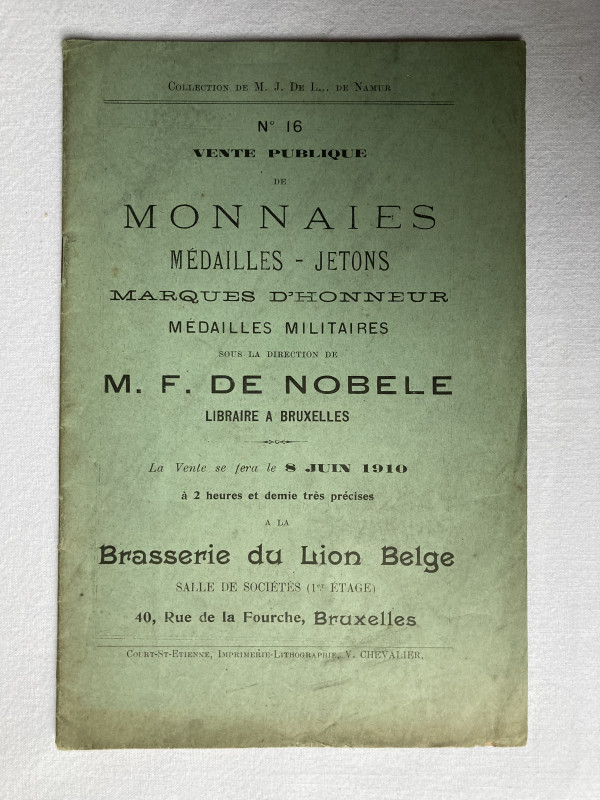 NOBELE M.F. DE n°16, Collection de M. J. DE L., de NAMUR, Monnaies, Médailles – ...