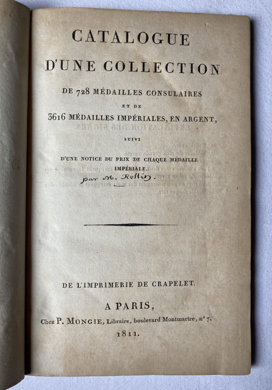 ROLLIN M., Catalogue d'une collection de 728 médailles consulaires et de 3616 mé...