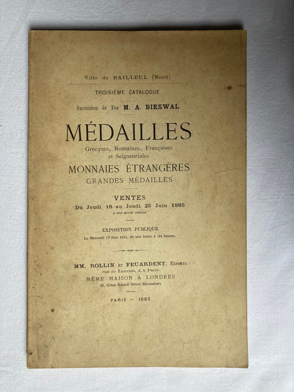 ROLLIN et FEUARDENT, Troisième catalogue – Succession de Feu M. A. BIESWAL – Méd...