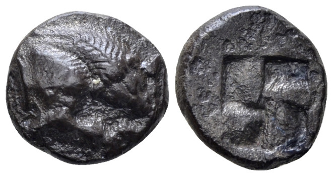 Lucania, Velia Drachm circa 535-465, AR 13.20 mm., 3.18 g.
Forepart of Lion r. ...