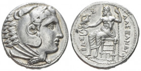 Kingdom of Macedon, Alexander III, 336-323. Amphipolis Tetradrachm circa 320-317, AR 25.00 mm., 17.24 g.
Head of Heracles r., wearing lion skin. Rev....