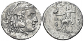 Kingdom of Macedon, Alexander III, 336-323. Tetradrachm circa 200-201, AR , 
Head of Herakles r., wearing lion skin headdress. Rev. AΛEΞANΔPOY Zeus A...