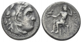 Kingdom of Macedon, Philip III, 323-317 Magnesia ad Maeandrum Drachm circa 323-319, AR 16.20 mm., 4.07 g.
Head of Heracles r., wearing lion skin head...
