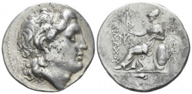 Kingdom of Thrace, Lysimachus, 323-281 Uncertain mint Tetradrachm circa 305-281, AR 28.00 mm., 17.00 g.
Deified head of Alexander III r., with horn o...