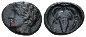 Locris, Locris Bronze Last quarter of IV BC, Æ 13.10 mm., 1.65 g.
Laureate head of Apollo l. Rev. Bunch of grapes. BCD Lokris-Phokis 127.

Very fin...