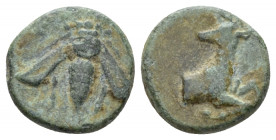 Ionia, Ephesus Bronze circa 387-289, Æ 11.00 mm., 1.09 g.
Bee. Rev. Forepart of a stag r. SNG Copenhagen 244. SNG von Aulock 7823.

Light green pat...