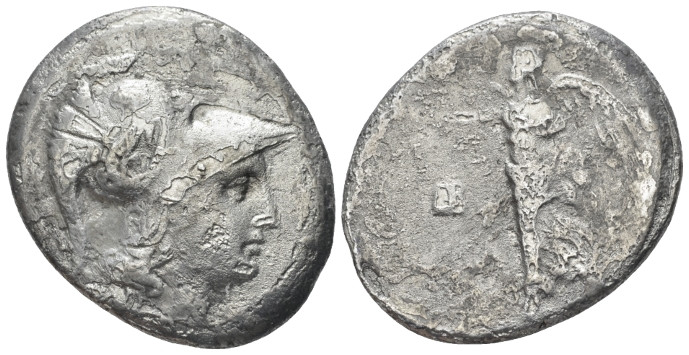 Pamphilia, Side Tetradrachm circa 205-100, AR 29.70 mm., 15.80 g.
Head of Athen...