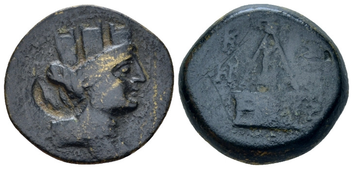 Cilicia, Tarsus Bronze After 164 BC, Æ 20.00 mm., 7.43 g.
Draped, veiled and tu...