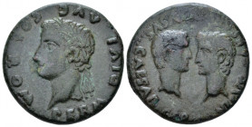 Hispania, Romula Tiberius, with Germanicus and Drusus Caesars, 14-37. As circa 14-19, Æ 27.30 mm., 
Laureate head of Tiberius l. Rev. Bare heads of G...