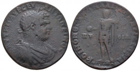 Thrace, Philippopolis Caracalla, 198-217 Medallion circa 214, Æ 37.00 mm., 25.74 g.
 Laureate, draped and cuirassed bust r. Rev. KOINON ΘPAKΩN AΛE-ZA...