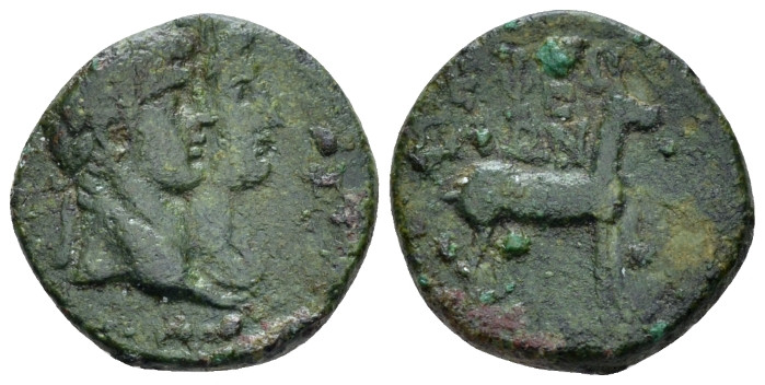 Ionia, Ephesus Claudius, 41-54 Bronze circa 49-50, Æ 18.40 mm., 5.55 g.
Jugate ...