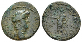 Lydia, Dioshieron Nero, 54-68 Bronze circa 54-68, Æ 17.00 mm., 3.87 g.
NƐPΩN KAIΣAP Laureate head r. Rev. ΔIOΣIƐPITΩN KOPBOYΛΩΝ Zeus standing l., hol...