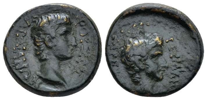 Lydia, Sardes Germanicus with Drusus Caesar, 4 BC-AD 19 Bronze 4 BC - 19 AD, Æ 1...