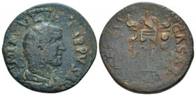 Pisidia, Antioch Philip I, 244-249 Bronze circa 244-249, Æ 26.00 mm., 10.37 g.
Radiate, draped, and cuirassed bust r. Rev. ANTIO-CHI C/OLON, SR in fi...