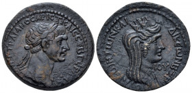 Seleucis ad Pieria, Laodicea ad Mare. Trajan, 98-117 Bronze circa 114-115 (year 18), Æ 27.90 mm., 10.16 g.
Laureate bust r., drapery on l. shoulder. ...