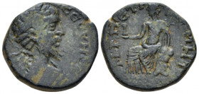 Decapolis, Petra Septimius Severus, 193-211 Bronze circa 193-211, Æ 22.00 mm., 8.71 g.
Laureate, draped, and cuirassed bust r. Rev. AΔPI ΠƐTPA MHP, T...