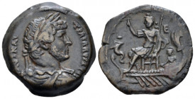 Egypt, Alexandria Hadrian, 117-138 Diobol circa 130-131 (year 15), Æ 24.40 mm., 7.21 g.
Laureate, draped and cuirassed bust r. Rev. The Emperor, laur...