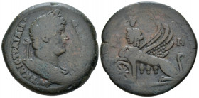 Egypt, Alexandria Hadrian, 117-138 Drachm circa 133-134 (year 18), Æ 34.60 mm., 24.99 g.
Laureate, draped and cuirassed bust r. Rev. Sphinx seated, l...