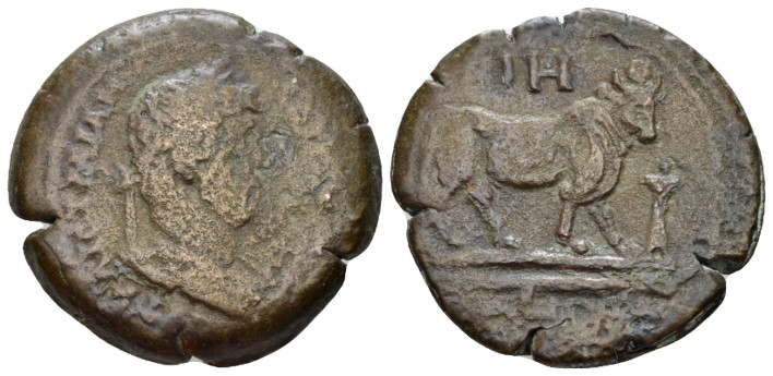 Egypt, Alexandria Hadrian, 117-138 Diobol circa 133-134 (year 18), Æ 24.70 mm., ...