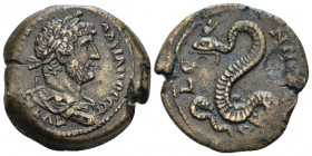 Egypt, Alexandria Hadrian, 117-138 Diobol circa 134-135 (year 19), Æ 24.60 mm., 8.50 g.
Laureate, draped and cuirassed bust r. Rev. L ENNEAK Δ Agatho...