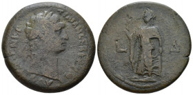 Egypt, Alexandria. Dattari. Trajan, 98-117 Drachm circa 100-101 (year 4), Æ 34.40 mm., 22.25 g.
Laureate head r. Rev. Elpis advancing l. holding flow...