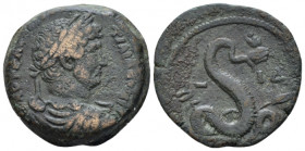 Egypt, Alexandria. Dattari. Hadrian, 117-138 Diobol circa 129-130 (year 14), Æ 23.60 mm., 8.84 g.
Laureate, draped and cuirassed bust r. Rev. Agathod...