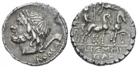 L. Memmius Galeria. Denarius circa 106, AR , 
Laureate head of Saturn l.; behind, harpa and ROMA. Rev. Venus in biga r., holding sceptre and reins; a...