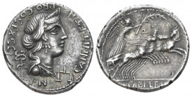 C. Annius. Denarius North-Italy 82-81, AR 19.00 mm., 3.88 g.
C·ANNI·T·F·T·N· PRO·COS·EX·S·C Diademed and draped female bust r.; behind, caduceus, bef...