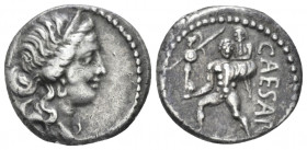 C. Iulius Caesar. Denarius Asia 48-47, AR 16.60 mm., 3.77 g.
Diademed head of Venus r. Rev. CAESAR Aeneas advancing l., carrying palladium in r. hand...