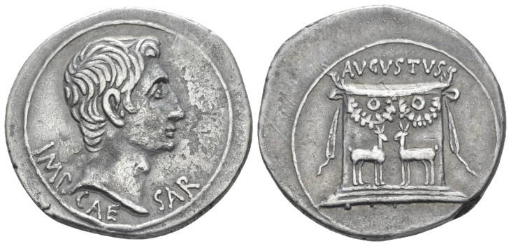 Octavian as Augustus, 27 BC – 14 AD Cistophoric tetradrachm Ephesus circa 24-20,...