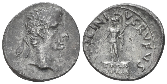 Octavian as Augustus, 27 BC – 14 AD L. Mescinius Rufus, Denarius Rome circa 16 B...