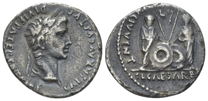 Octavian as Augustus, 27 BC – 14 AD Denarius Lugdunum circa 2 BC-4 AD, AR 18.90 ...