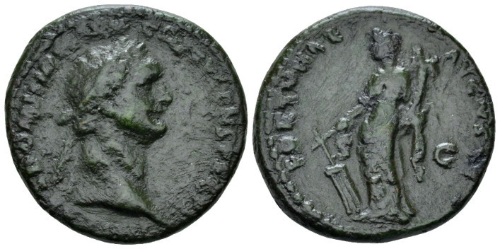 Domitian, 81-96 As Rome 85, Æ 27.00 mm., 12.39 g.
 Laureate head r. Rev. Fortun...