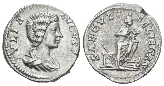 Julia Domna, wife of Septimius Severus Denarius Rome circa 196-211, AR 17.00 mm....