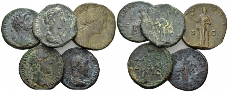 Large lot of 4 asses and 1 sestertius III century, Æ 25.00 mm., 62.37 g.
Large ...