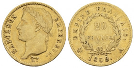 Paris, Napoleon I, 1804-1814 20 Francs 1809, AV 21.00 mm., 6.39 g.
Fr. 511.

Very fine